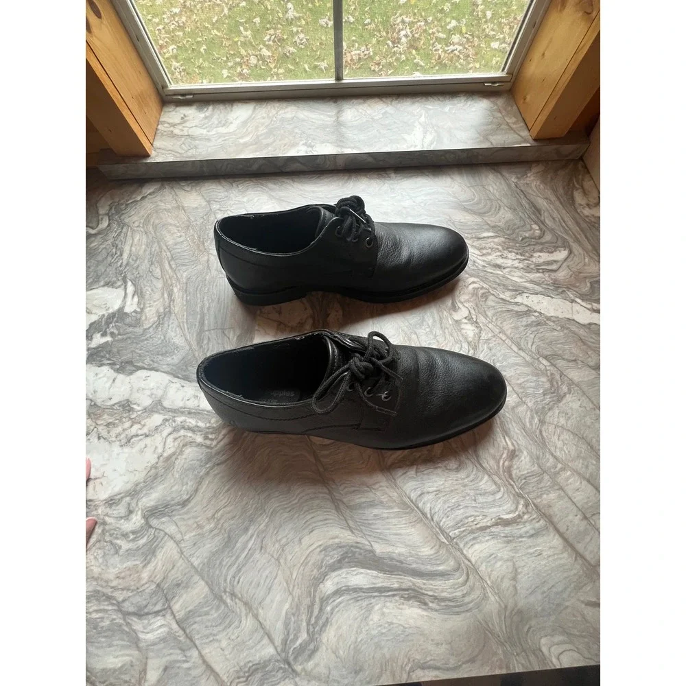 Hush Puppies Mens Black Leather Lace Up Oxford Shoes Size 10.5 Comfort‎ Bounce